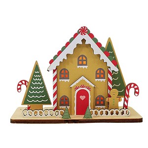 Ganz 4.25 In Gingerbread House (Led) Peppermint Trees Village Buildings - 1 of 3