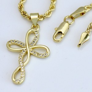 Aria Jeweler Inc Chain with Gold Diamond Infinity Cross - 1 of 4
