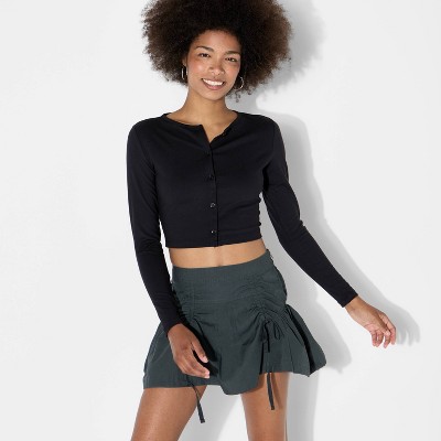Women's Poplin Ruched Mini A-Line Skirt - Wild Fable™