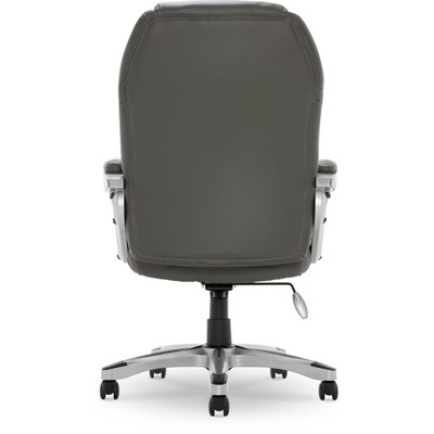 ErgoExec High-Back Swivel Executive Chair in Light Gray Mesh & Faux Leather