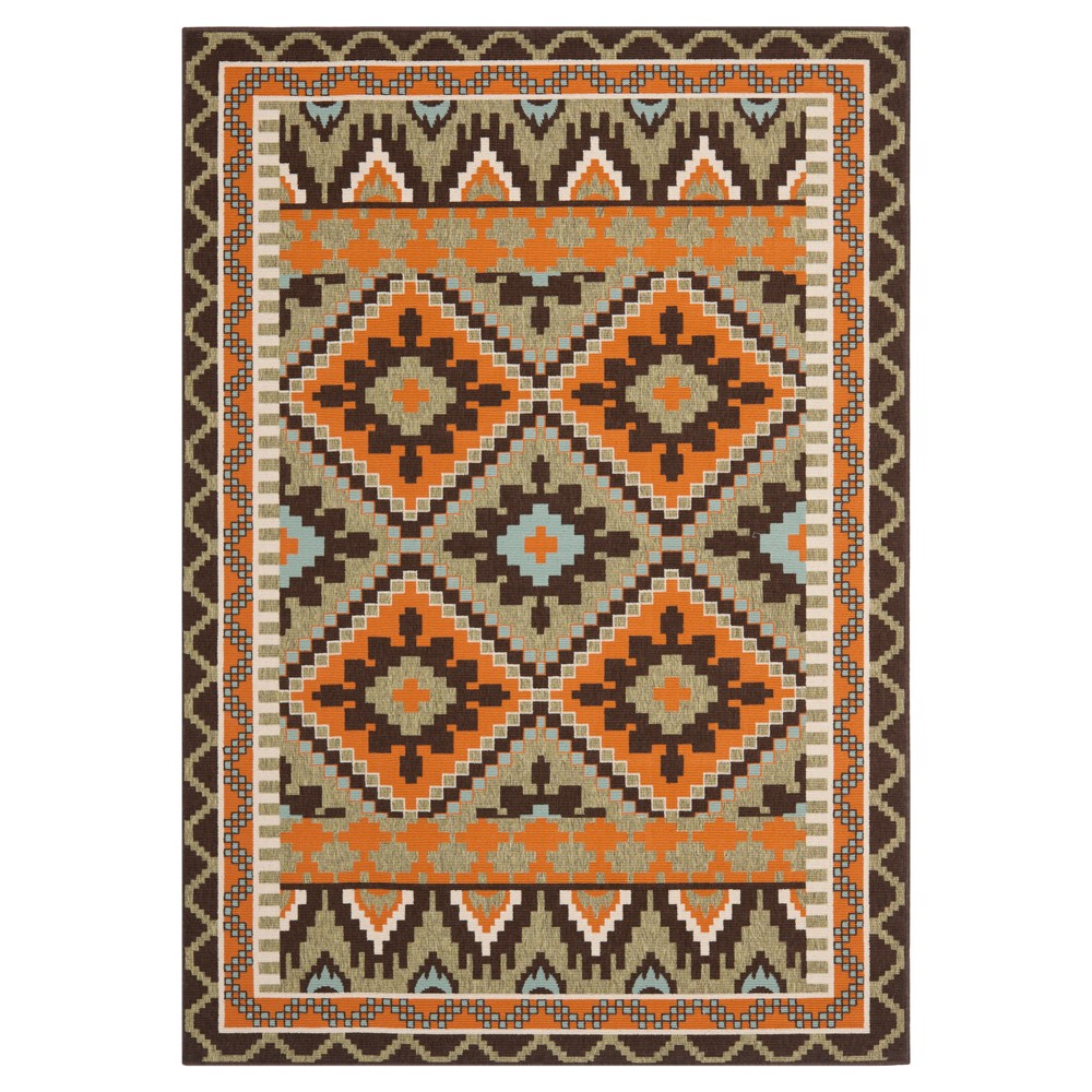 Saleem Indoor/Outdoor Area Rug - Green/Terracotta (5'3inx7'7in) - Safavieh