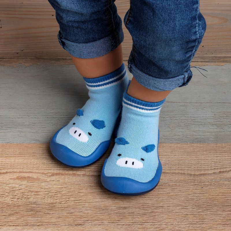 Komuello Baby Boy/ First Walk Sock Shoes Piglet Blue, 5 of 9