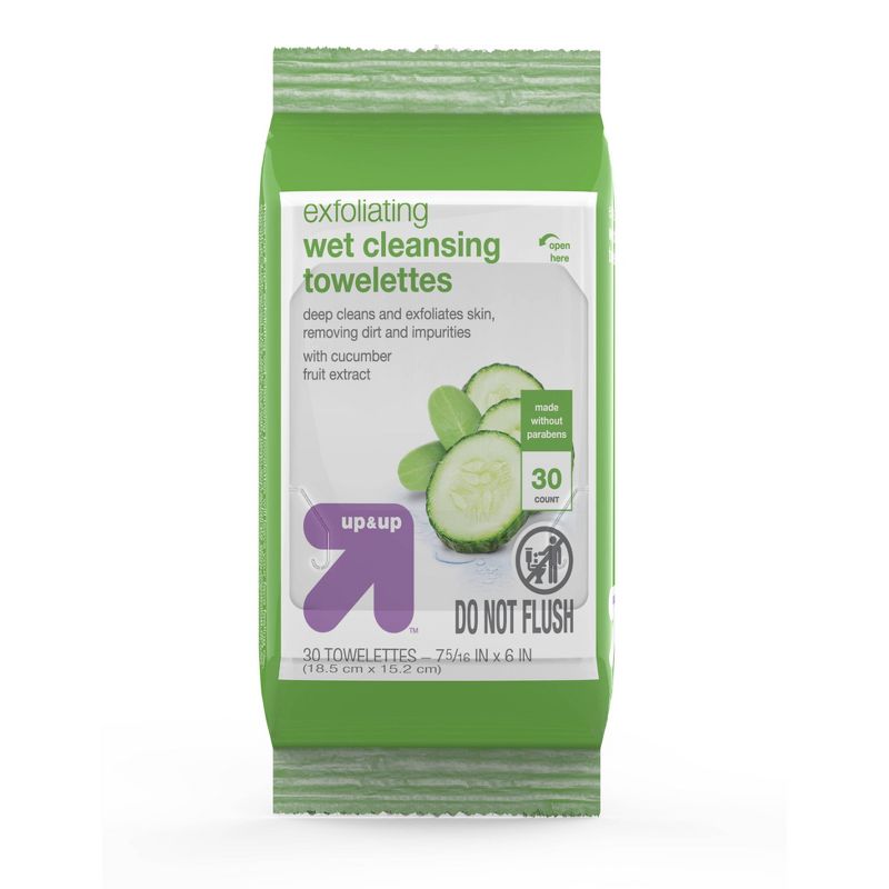 Exfoliating Cleansing Towelettes - Cucumber - 30ct - up & up™, 1 of 7
