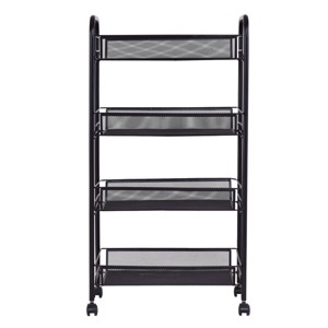 Costway 4 Tier Storage Rack Trolley Cart Home Kitchen Organizer Utility Baskets Black - 1 of 4