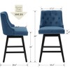 Gericco 26" Swivel Bar Stools Counter Height, Upholstered Swivel Counter Stools with Back, Blue - 2 of 4