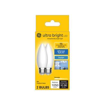 GE 2pk 8 Watts Daylight Medium Base Ultra Bright LED Decorative Light Bulbs