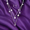 Slickblue Boho Layered Necklace Set for Women, Coin Accents & Ball Earrings, Chic Style, 16"+2", Silver/Gold - 2 of 3
