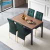 Okak Modern Nordic Velvet Dining Chairs Set of 4, Kitchen Side Chairs with Gold Metal Legs & High Back Cushion for Dining Room - 3 of 4