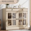 Sideboard Buffet Cabinets with Glass Door, 35.4" Sideboard with Storage Drawer, Adaptable Design - 4 of 4