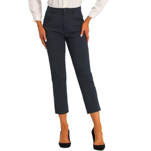 Allegra K Women's Plaid Elastic Waist Casual Work Office Long Trousers Dark  Brown Black Medium : Target