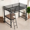 Alilang 78.00 Inch Metal Loft Bed with Integrated Desk and Shelving in Black Finish - Black - 2 of 4