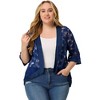 Agnes Orinda Women's Plus Size Elegant 3/4 Sleeve Open Front Lace Lightweight Cardigans - 3 of 4