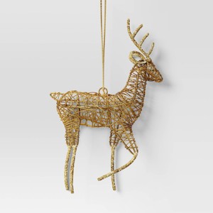 Christmas Wire Wrapped Reindeer Ornament Gold - Wondershop™ - 1 of 3