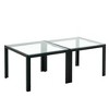 Nesting Coffee Table Set of 2, Square Modern Stacking Table with Tempered Glass Finish, for Living Room - 4 of 4