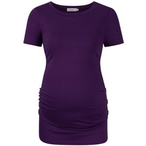 Casual Short Sleeve Fold Button Maternity Top - 1 of 1