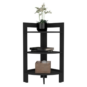 FONTOI End Table Corner Three Tier Shelf Side Table Modern Storage Accent Table with Tray Top for Living Room or Bedroom, Black, 15.2"*15.2"*31.7" - 1 of 4