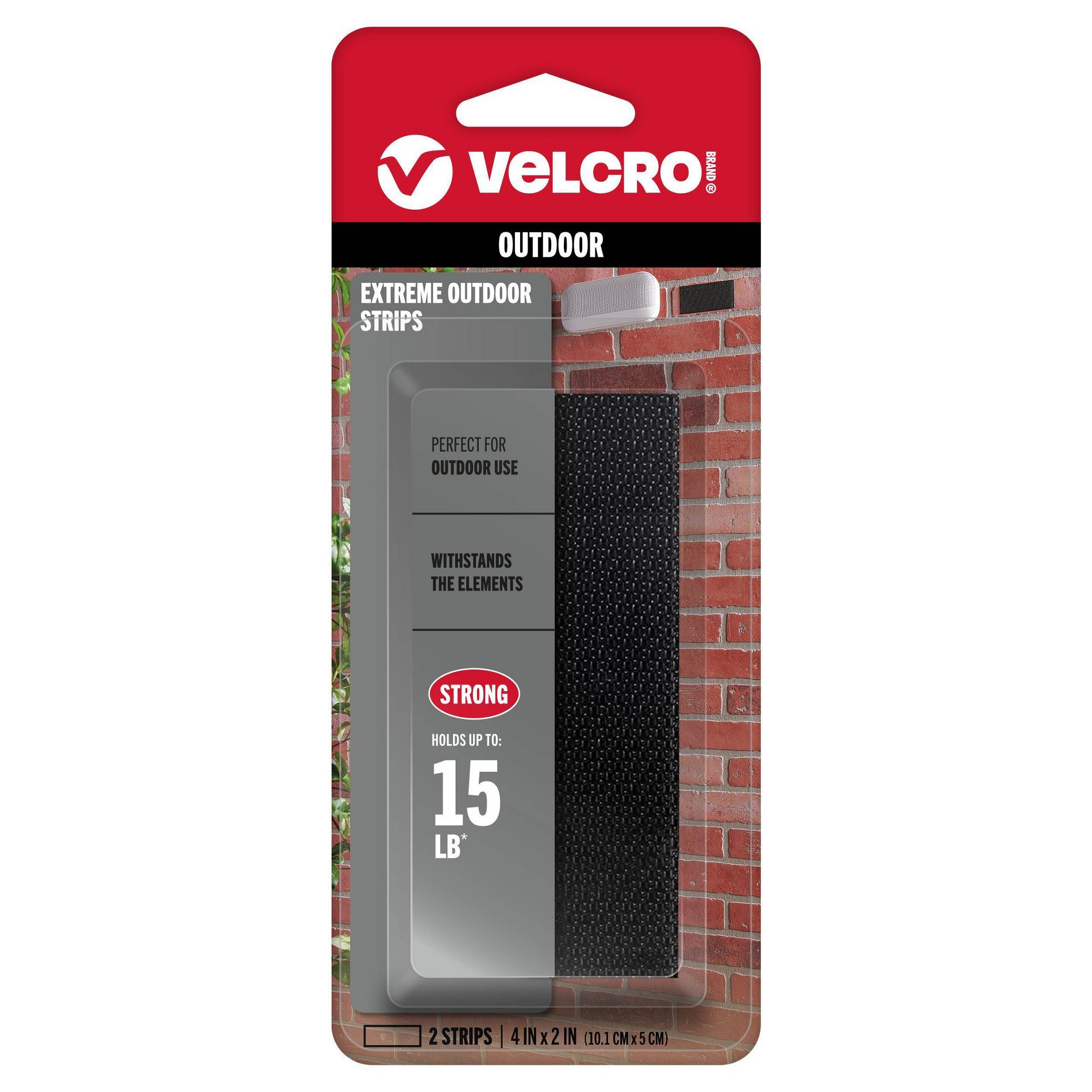 VELCRO 4"x2" 2ct Outdoor Extreme Lock Fasteners Heavy Duty Holds up to 15lbs Black
