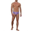 Lars Amadeus Men's Elastic Waist Contrast Color Stripe Printed Swim Briefs 2 Pcs - 2 of 4