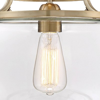 Charleston Brass and Clear Glass Drum Semi Flush Mount