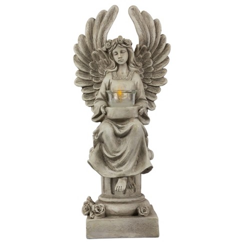 Northlight 17" Peaceful Angel on Pedestal Candle Holder Outdoor Statue - image 1 of 4