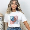 Simply Sage Market Women's Checkered Patriotic Smiley Face Short Sleeve Garment Dyed Tee - 2 of 2
