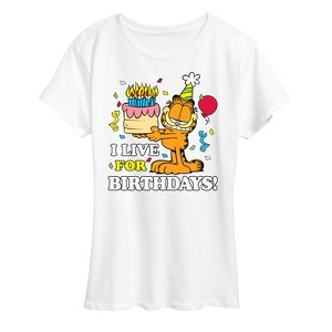 Women's - Garfield - I Live For Birthday's Short Sleeve Graphic T-Shirt - 1 of 4