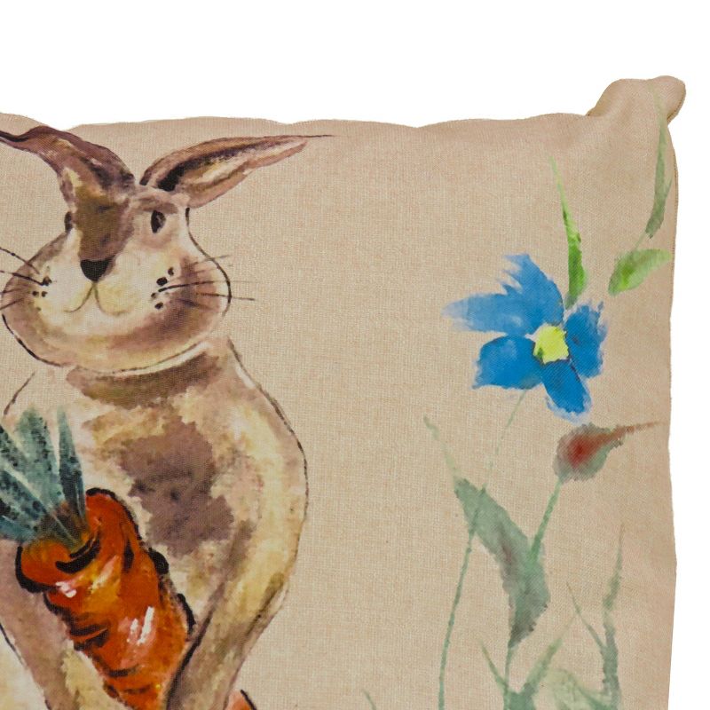 National Tree Company Bunny with Carrots Decorative Pillow, Cream, Easter Collection, 16 Inches, 3 of 5