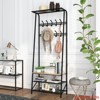 5/10 hooksHall Trees Entryway Bench with Storage, Multifunctional Hallway Organizer, Wood Look Accent Furniture w/ Metal Frame - 3 of 4