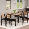 Dining Table Set for 4, 5 Piece Metal Frame Kitchen Table and Chair Set, Chamfer Design Space-Saving Dining Room Furniture - 4 of 4