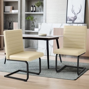 PAGED Modern Dining Chairs Set of 2 Upholstered Dining Room Chairs Armless Chair with Metal Legs for Living Room, Kitchen - 1 of 4
