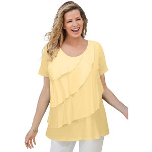 Woman Within Plus Size Ruffle Tee - 1 of 4