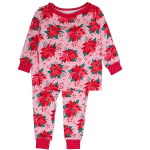 RuffleButts SoftSnooze Toddler Girls Holiday Ruffle Long Sleeve Pajama Set - 1 of 2