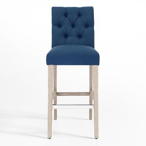 WestinTrends 29" Upholstered Linen Fabric Tufted Bar Stool Chair - 1 of 4