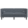 vidaXL Chesterfield Sofa Loveseat/Settee 2-Seater - Dark Gray Velvet, Button-Tufted Backrest & Armrests, 68.5” W x 29.3” D x 27.8” H - 3 of 4