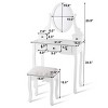 Tangkula Removable Mirror Vanity Table Unit Makeup Set w/ Padded Stool & 5 Dawers White - 3 of 4