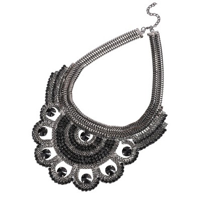 SOHI Women's Onyx Black Party Statement Necklace