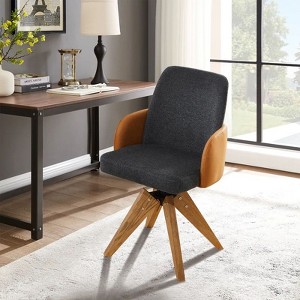 HOMLUX Swivel Accent Chair Modern Desk Chair No Wheels Liene and PU Leather Collision Upholstered Armchair for Living Room Home Office - 1 of 4