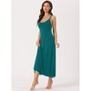 cheibear Women's Sleeveless Racer Back Full Slip Camisole Midi Nightgowns - 3 of 4
