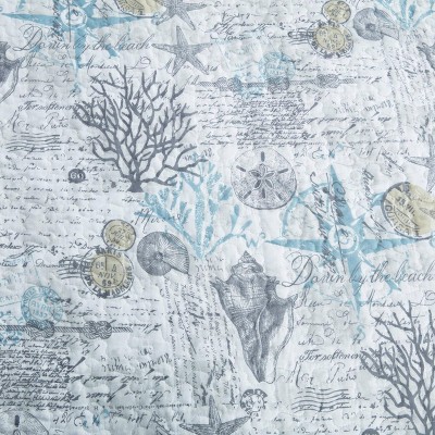 Coastal Breeze Gray King Cotton Quilt Set with Reversible Design