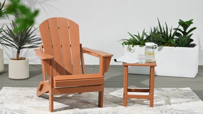 Teak HDPE Folding Adirondack Chair with Wide Armrests