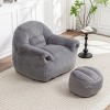 Faux Fur Bean Bag Chair with Footstool,Comfy Bean Bag Sofa for Adults and Kids,Stuffed Bean Bag Chair for Living Room,Reading Room-Coolbibila - 2 of 4