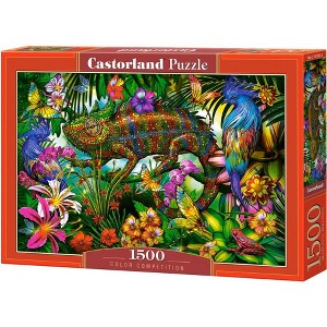 1500 Piece Jigsaw Puzzle, Color Competition, Chameleon, Animal puzzles, Colorful flowers, Adult Puzzle, Castorland C-152162-2 - 1 of 4