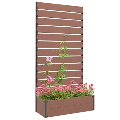 Outsunny Raised Garden Bed With Trellis For Climbing Plants, Planter ...