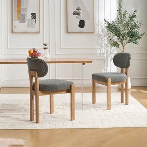 PexFix Wooden Dining Chairs Set of 2 Modern Fabric Upholstered Dining Room Chair Kitchen Chairs Farmhouse Dinner Chair for Kitchen Dining Room Grey - 1 of 4