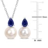 EVERLY JEWELRY | Sterling Silver 8.5-9 mm Cultured Freshwater Pearl and 2ct TGW Pear-Cut Created Blue Sapphire 2-Pcs Drop Necklace and Earrings Set - 2 of 4