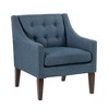 Fabric Upholstery Accent Chair with Button-Tufted Back, Foam Cushions, Reversible Seat and Brown Wood Legs - 3 of 4