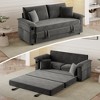 70.9"W Folding Sofa Bed with USB Charging, Chenille Convertible Sleeper Sofa with Side Storage Pockets - ModernLuxe - 2 of 4