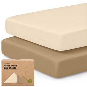 2pk Aereo Fitted Crib Sheets for Boys, Girls, 52x28 Standard Baby Crib Mattress Sheets, Bamboo Viscose Cotton - 1 of 4