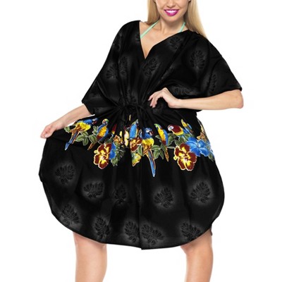 LA LEELA Women's House Daily Routine Evening Wear Holiday Casual Dailywear Loungewear African Party Bathing Suit Cover Ups 2X-3X Black, Floral