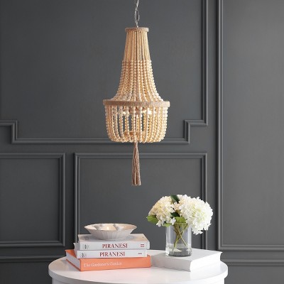 Bohemian Light Wood Beaded Empire Chandelier